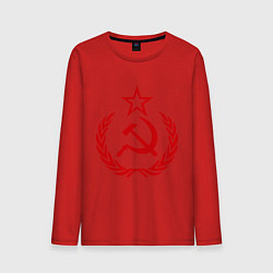 Лонгслив хлопковый мужской СССР герб, цвет: красный