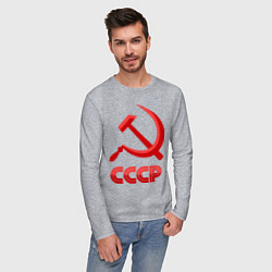 Лонгслив хлопковый мужской СССР Логотип, цвет: меланж — фото 2