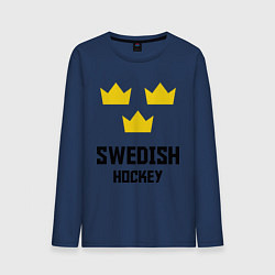 Лонгслив хлопковый мужской Swedish Hockey, цвет: тёмно-синий