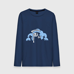Лонгслив хлопковый мужской Веселая смерть, цвет: тёмно-синий
