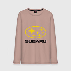 Лонгслив хлопковый мужской Subaru Logo, цвет: пыльно-розовый