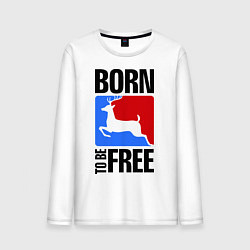 Лонгслив хлопковый мужской Born to be free, цвет: белый