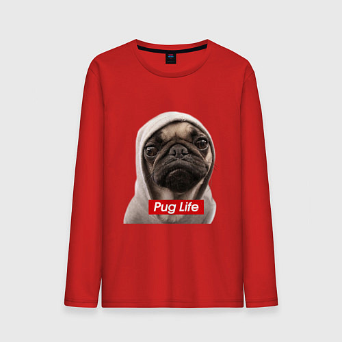 Мужской лонгслив Pug life / Красный – фото 1