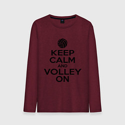 Лонгслив хлопковый мужской Keep Calm & Volley On, цвет: меланж-бордовый