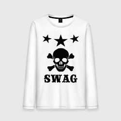 Лонгслив хлопковый мужской SWAG Skull, цвет: белый