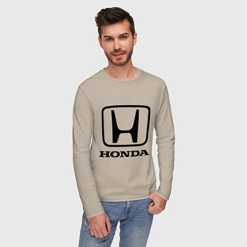 Мужской лонгслив Honda logo / Миндальный – фото 3