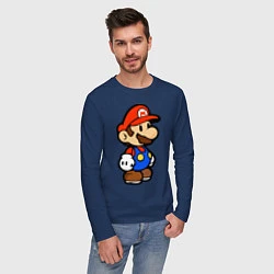Лонгслив хлопковый мужской Влюбленный Марио, цвет: тёмно-синий — фото 2
