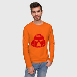 Лонгслив хлопковый мужской Шлем Космодесанта цвета оранжевый — фото 2