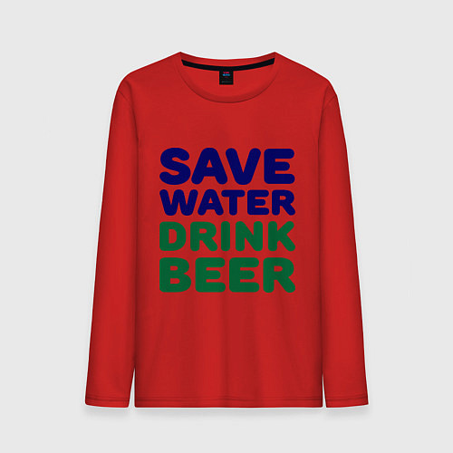 Мужской лонгслив Save water / Красный – фото 1