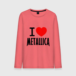 Лонгслив хлопковый мужской I love Metallica, цвет: коралловый