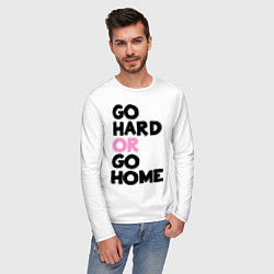 Лонгслив хлопковый мужской Go hard or go home, цвет: белый — фото 2