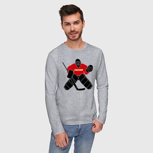 Мужской лонгслив Хоккей Россия / Меланж – фото 3