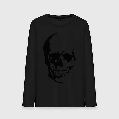 Мужской лонгслив Череп с тенью / Черный – фото 1