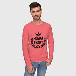 Лонгслив хлопковый мужской Хонда рулит, цвет: коралловый — фото 2