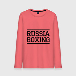 Лонгслив хлопковый мужской Russia boxing, цвет: коралловый