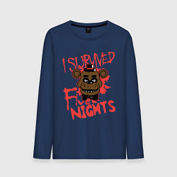 Лонгслив хлопковый мужской I Survived Five Night, цвет: тёмно-синий