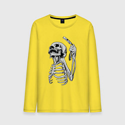 Лонгслив хлопковый мужской Скелет с бритвой цвета желтый — фото 1