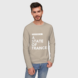 Лонгслив хлопковый мужской Together in A State of Trance, цвет: миндальный — фото 2