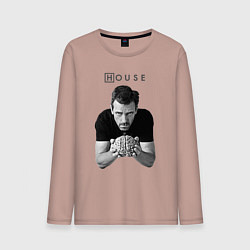 Лонгслив хлопковый мужской House Brain, цвет: пыльно-розовый