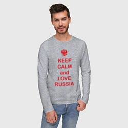 Лонгслив хлопковый мужской Keep Calm & Love Russia, цвет: меланж — фото 2