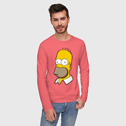 Лонгслив хлопковый мужской Sad Homer, цвет: коралловый — фото 2