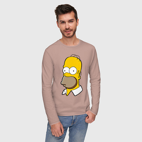 Мужской лонгслив Sad Homer / Пыльно-розовый – фото 3