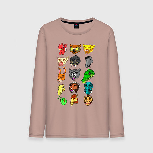 Мужской лонгслив Hotline Miami Masks / Пыльно-розовый – фото 1