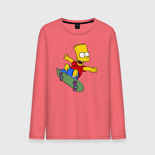 Мужской лонгслив Барт на скейте / Коралловый – фото 1