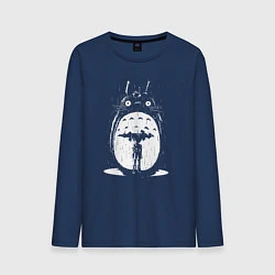 Лонгслив хлопковый мужской Totoro in rain, цвет: тёмно-синий