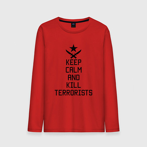 Мужской лонгслив Keep Calm & Kill Terrorists / Красный – фото 1