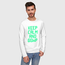 Лонгслив хлопковый мужской Keep Calm & GGWP, цвет: белый — фото 2