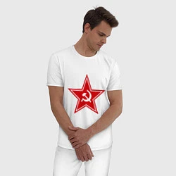 Пижама хлопковая мужская Звезда СССР, цвет: белый — фото 2