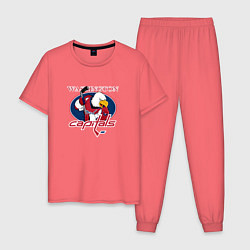 Пижама хлопковая мужская Washington Capitals Hockey, цвет: коралловый