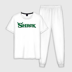 Пижама хлопковая мужская Shrek: Logo, цвет: белый