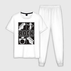 Пижама хлопковая мужская Rock Elements, цвет: белый