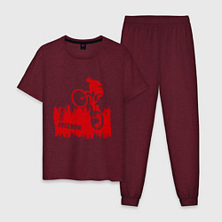 Пижама хлопковая мужская Велосипед, цвет: меланж-бордовый