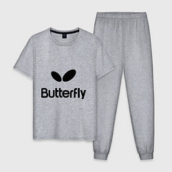 Пижама хлопковая мужская Butterfly Logo, цвет: меланж