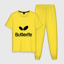 Пижама хлопковая мужская Butterfly Logo цвета желтый — фото 1