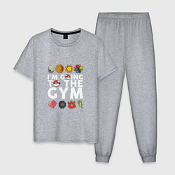 Пижама хлопковая мужская Pokemon Im going to the gym (white), цвет: меланж