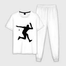 Пижама хлопковая мужская Table tennis training, цвет: белый