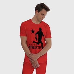 Пижама хлопковая мужская Лёгкая атлетика цвета красный — фото 2
