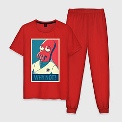 Пижама хлопковая мужская Zoidberg: Why not?, цвет: красный