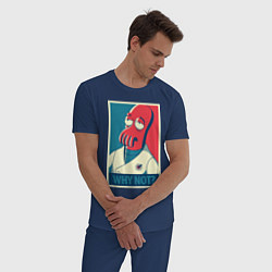 Пижама хлопковая мужская Zoidberg: Why not?, цвет: тёмно-синий — фото 2