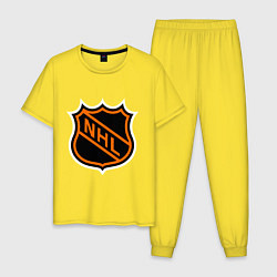 Пижама хлопковая мужская NHL, цвет: желтый