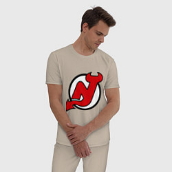Пижама хлопковая мужская New Jersey Devils, цвет: миндальный — фото 2