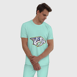 Пижама хлопковая мужская Nashville Predators цвета мятный — фото 2