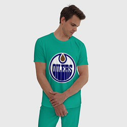 Пижама хлопковая мужская Edmonton Oilers цвета зеленый — фото 2