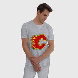 Пижама хлопковая мужская Calgary Flames, цвет: меланж — фото 2
