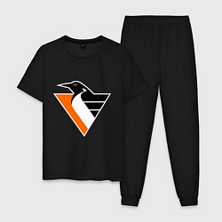 Пижама хлопковая мужская Pittsburgh Penguins, цвет: черный