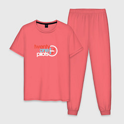 Пижама хлопковая мужская Twenty One Pilots, цвет: коралловый